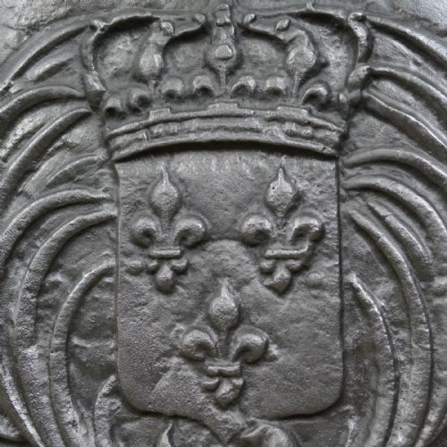 fig 3. Antique Cast Iron Fire Back, Coat of Arms, Fireplace Revival Casting, Circa 1900