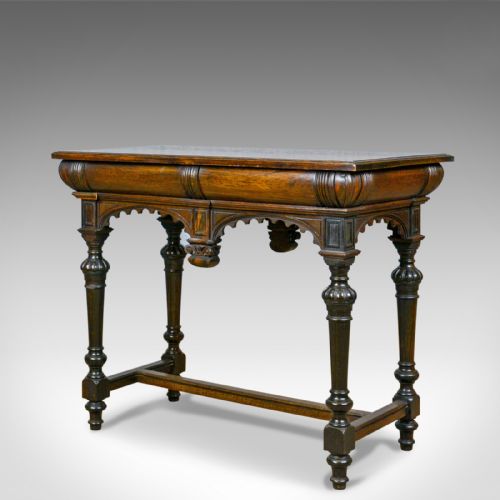 fig 3. Antique Console Table, Irish, Oak, Side, Carved, Late 19th Century, Circa 1880