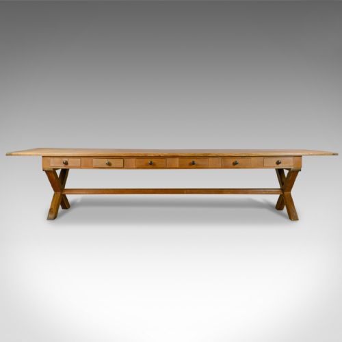 Large, 11ft, Antique Pine Refectory Table, Victorian Dining, Country House C1880