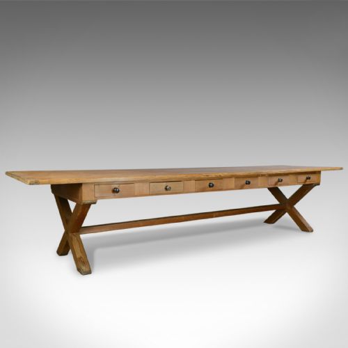fig 1. Large, 11ft, Antique Pine Refectory Table, Victorian Dining, Country House c1880
