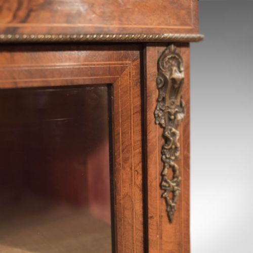 fig 4. Antique Pier Cabinet, Burr Walnut Glazed Cupboard, French Period Furniture c1880