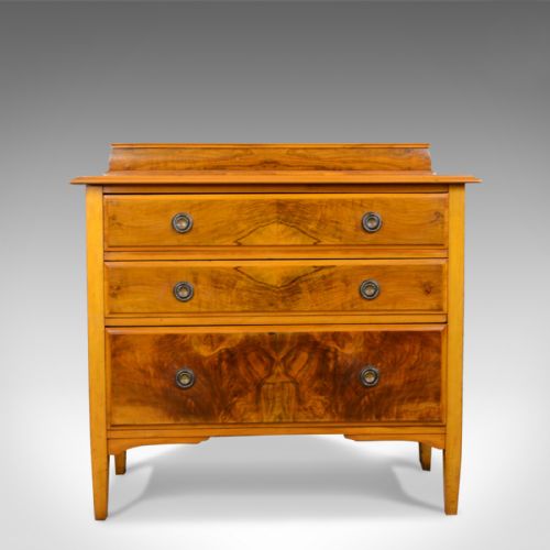 fig 1. Antique Chest of Drawers, Satin Figured Walnut, English, Victorian, Circa 1900