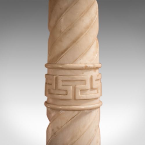 fig 3. Antique Stand, Alabaster Marble Torchere, Greek Influence Pillar Victorian c1900