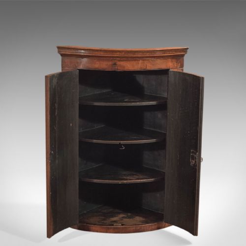fig 3. Antique Corner Cabinet, Georgian Hanging Bow Front Cupboard, English Oak c.1780