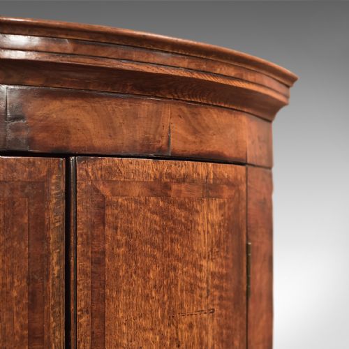 fig 4. Antique Corner Cabinet, Georgian Hanging Bow Front Cupboard, English Oak c.1780