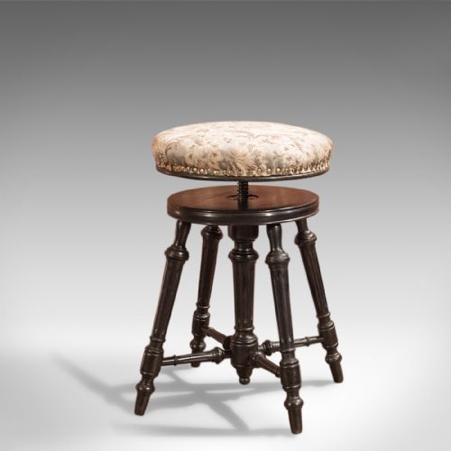 Antique Piano Stool, Adjustable Height, Music, English Aesthetic Movement C1880