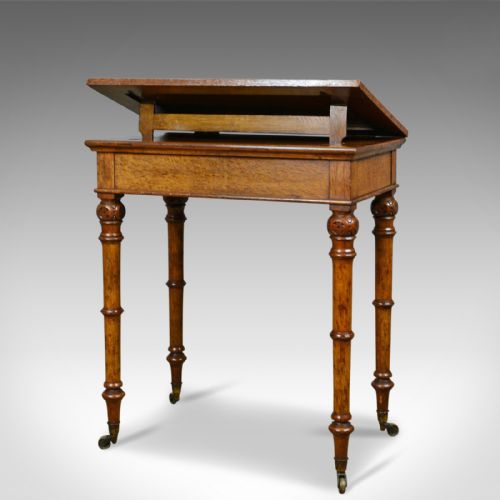 fig 2. Antique, Adjustable Writing Table, English, Oak, Johnstone and Jeanes, c.1850