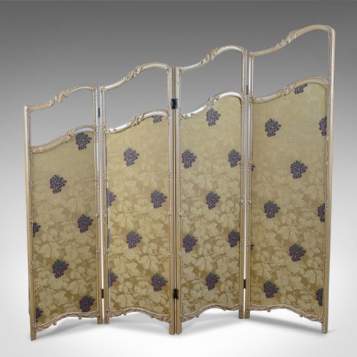 French Antique Folding Screen, Giltwood, Needlepoint, Room Divider, Circa 1890