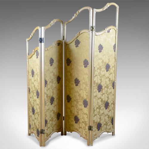fig 1. French Antique Folding Screen, Giltwood, Needlepoint, Room Divider, Circa 1890