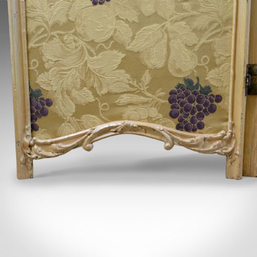 fig 4. French Antique Folding Screen, Giltwood, Needlepoint, Room Divider, Circa 1890