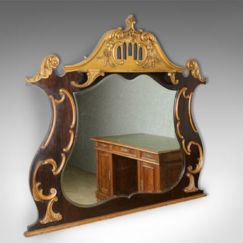 fig 1. Large French Rococo Revival Overmantel Mirror, Hall, Ebonsied, Giltwood c.1910