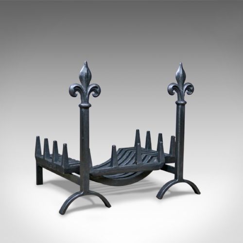 Antique Fire Basket, Grate, Dogs, Andirons, English, Victorian, Fireplace C.1900
