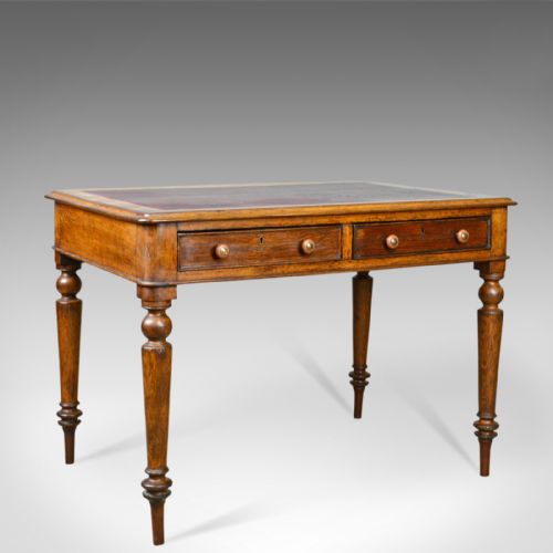 Antique Writing Table, Victorian Library, English, Oak, C19th, Circa 1870