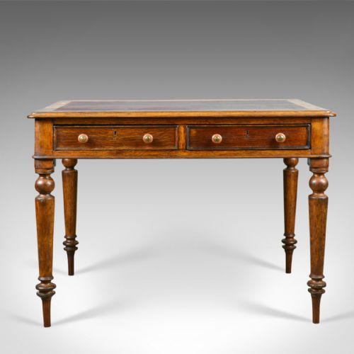 fig 1. Antique Writing Table, Victorian Library, English, Oak, C19th, Circa 1870