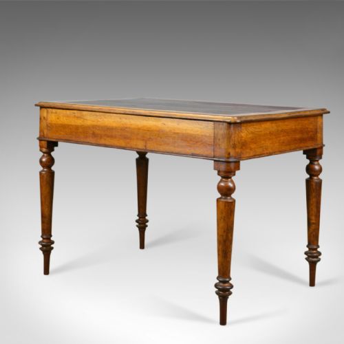 fig 3. Antique Writing Table, Victorian Library, English, Oak, C19th, Circa 1870
