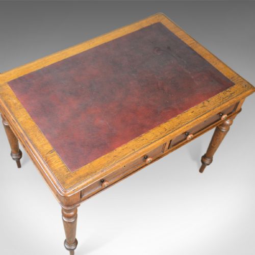 fig 4. Antique Writing Table, Victorian Library, English, Oak, C19th, Circa 1870