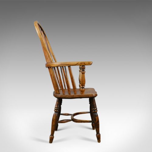 fig 2. Antique Windsor Elbow Chair, Victorian Double Hoop Armchair, Elm, Ash c.1850