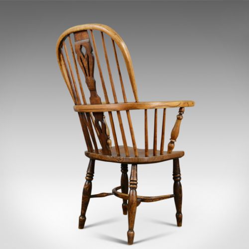 fig 3. Antique Windsor Elbow Chair, Victorian Double Hoop Armchair, Elm, Ash c.1850