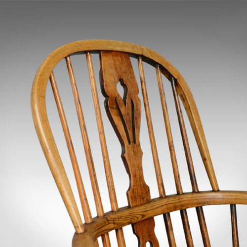 fig 4. Antique Windsor Elbow Chair, Victorian Double Hoop Armchair, Elm, Ash c.1850