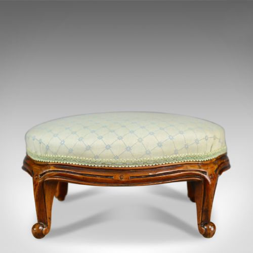 fig 1. Pair of Antique Foot Stools, English, Victorian, Carriage Rests, Walnut, c.1890