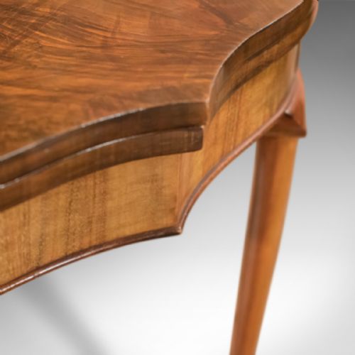 fig 3. Antique Fold Over Card Table, Edwardian, Walnut, Side, Lamp, Games, c.1910