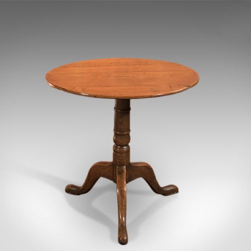 Antique Side Table, Circular, Georgian, Oak, Occasional, Tripod, English