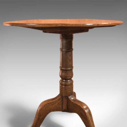 fig 1. Antique Side Table, Circular, Georgian, Oak, Occasional, Tripod, English