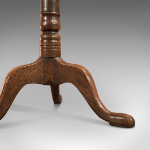 fig 2. Antique Side Table, Circular, Georgian, Oak, Occasional, Tripod, English
