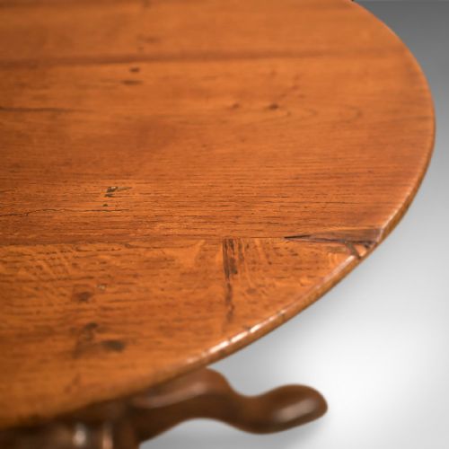 fig 3. Antique Side Table, Circular, Georgian, Oak, Occasional, Tripod, English