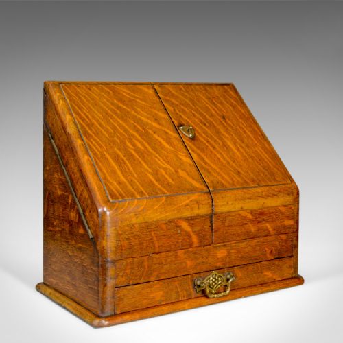 Antique Stationery Cabinet, English, Victorian, Oak, Correspondence Chest C.1900
