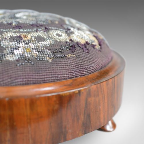 fig 2. Antique Foot Stool, English, Victorian, Beadwork, Carriage Rest, Circa 1870