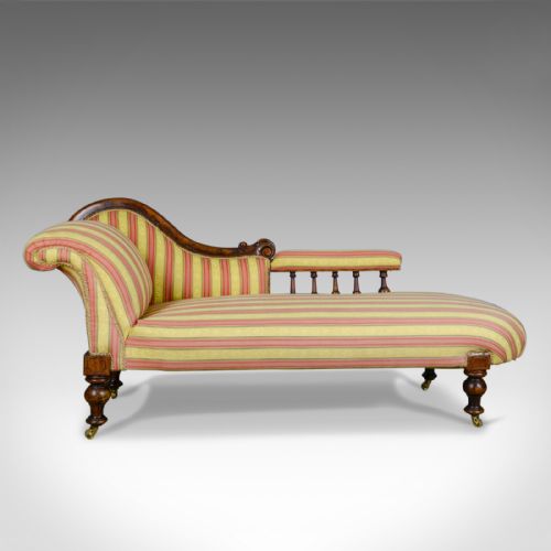 fig 1. Antique Chaise Longue, English, Victorian, Scroll-End Day Bed, Mahogany c.1870