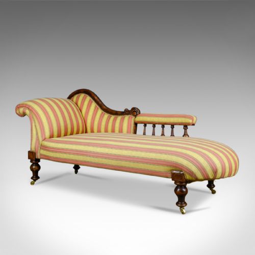 Antique Chaise Longue, English, Victorian, Scroll-end Day Bed, Mahogany C.1870