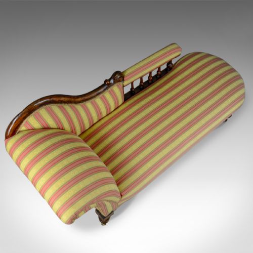 fig 4. Antique Chaise Longue, English, Victorian, Scroll-End Day Bed, Mahogany c.1870
