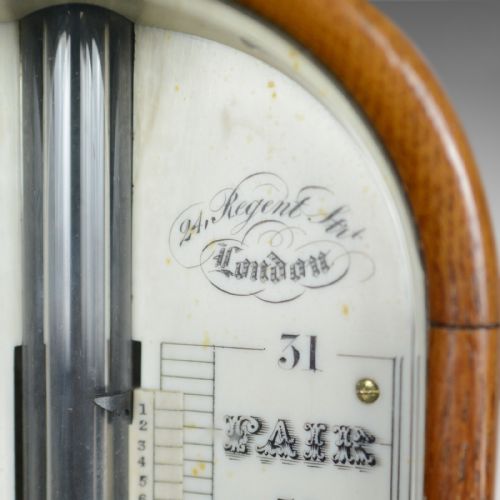 fig 2. Antique Stick Barometer, Thermometer, Carpenter and Westley, London, Oak, c.1860