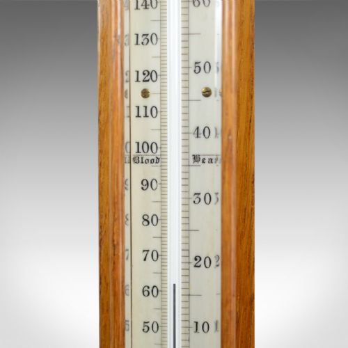 fig 3. Antique Stick Barometer, Thermometer, Carpenter and Westley, London, Oak, c.1860