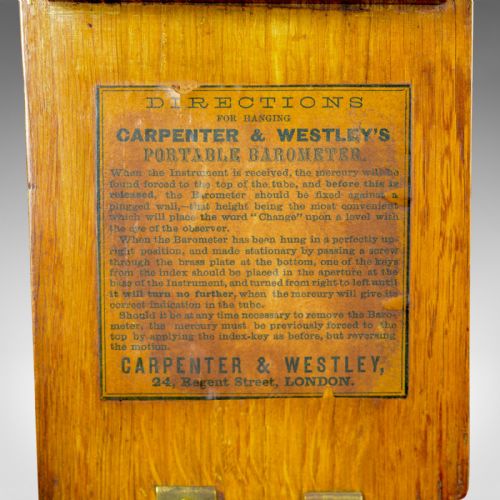 fig 4. Antique Stick Barometer, Thermometer, Carpenter and Westley, London, Oak, c.1860