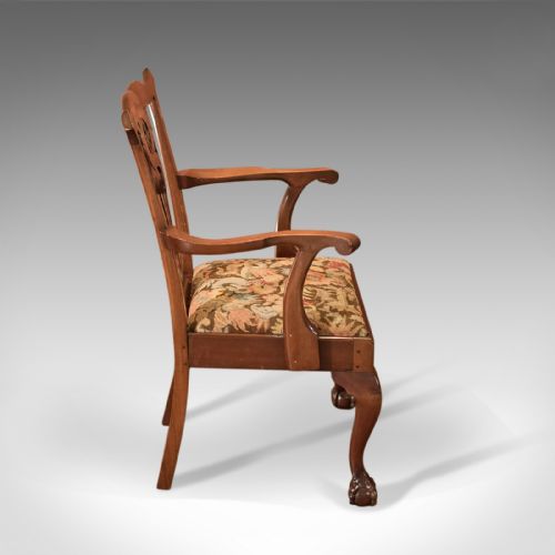 fig 2. Antique, Armchair, Victorian, Chippendale, Revival, English, Mahogany c.1880