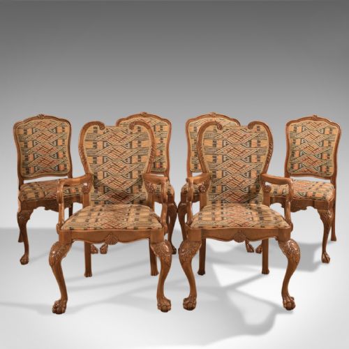 Antique Set of Six Dining Chairs, French, Walnut, 19th Century