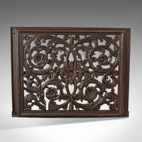 Antique Carved Wall Panel, Large, Victorian Decorative Carved, Oak Screen C.1880