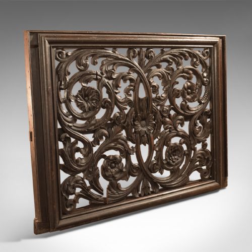 fig 1. Antique Carved Wall Panel, Large, Victorian Decorative Carved, Oak Screen c.1880