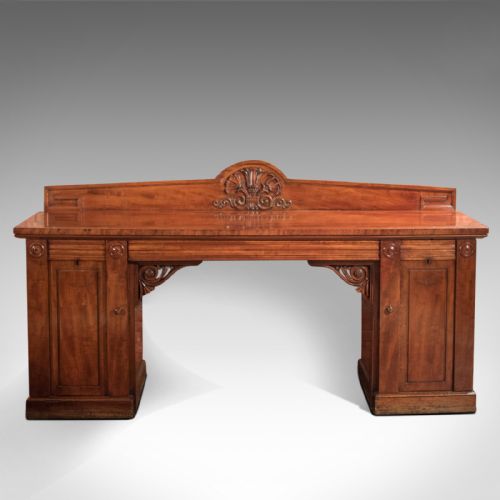 Large William IV Antique Pedestal Sideboard in Mahogany Circa 1835