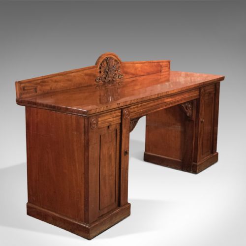 fig 1. Large William IV Antique Pedestal Sideboard in Mahogany Circa 1835