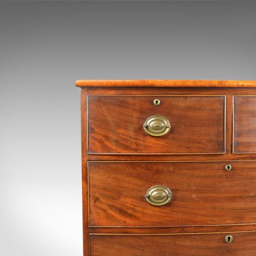 fig 4. Antique Bow Front Chest of Drawers, English, Georgian, Mahogany, Circa 1790