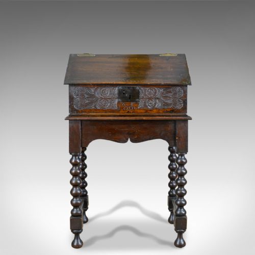 fig 1. Antique Bible Box on Stand, William & Mary, Oak, Writing, Circa 1690 and Later