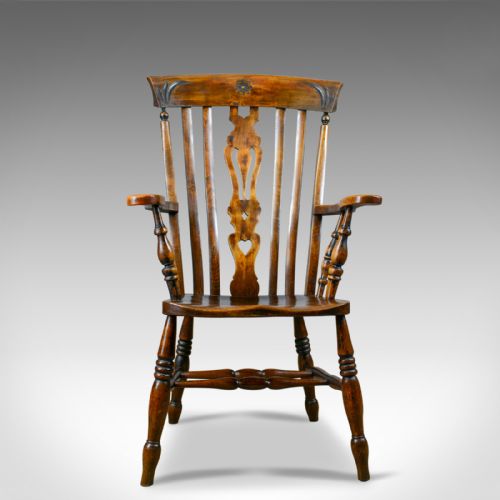 fig 1. Antique Elbow Chair, Edwardian, Country Kitchen, Windsor Armchair, Circa 1910