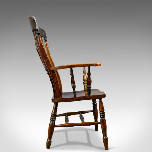 fig 2. Antique Elbow Chair, Edwardian, Country Kitchen, Windsor Armchair, Circa 1910