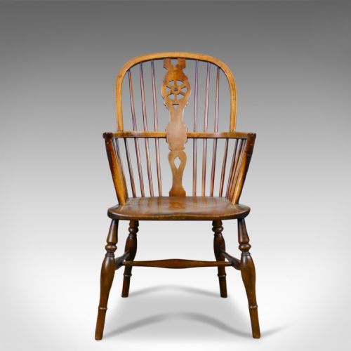 fig 1. Antique Windsor Armchair, English, Victorian, Country Kitchen, Stick Circa 1900