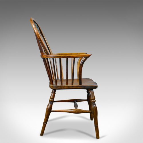 fig 2. Antique Windsor Armchair, English, Victorian, Country Kitchen, Stick Circa 1900