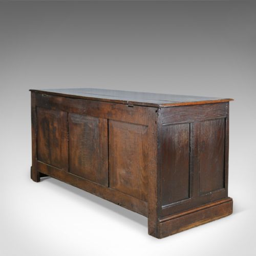 fig 2. Antique Coffer, English, Oak, Joined Chest, Three Panel Trunk, c.1700 and Later
